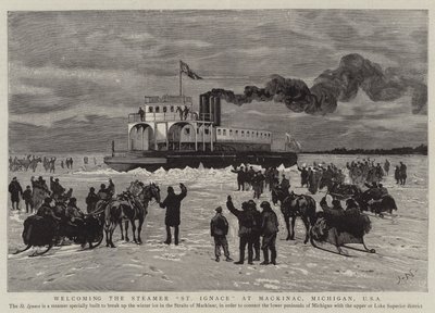 Byder velkommen til Steamer St Ignace i Mackinac, Michigan, USA af Joseph Nash
